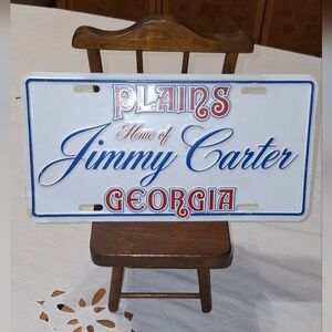 Plains Georgia License Plate Sign Where President Jimmy Carter Lived.